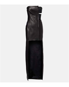 Асимметрильное кожаное макси-платье с вырезом, Black Jean paul gaultier