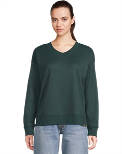 Женская вафельная кофта с V-образным вырезом из березовой древесины, Deepest Green L.l.bean®