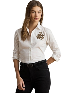 Женская рубашка Petite Classic Fit с логотипом из хлопковой смеси, White Lauren ralph lauren