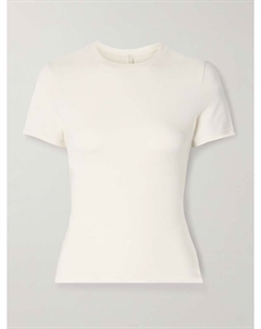 Футболка из эластичного хлопкового джерси - мраморный, желтый Skims