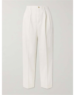 Зауженные брюки из хлопчатобумажной саржи со складками, белый Polo ralph lauren