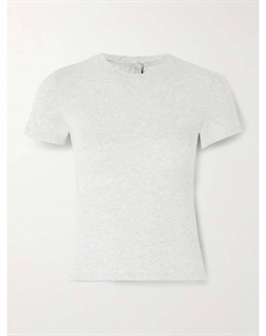 Футболка из хлопкового трикотажа стретч-хлопка, светло-серого цвета, серый Skims