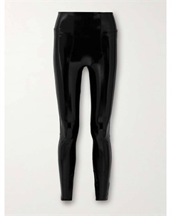 Леггинсы из искусственной лакированной кожи, черный Spanx