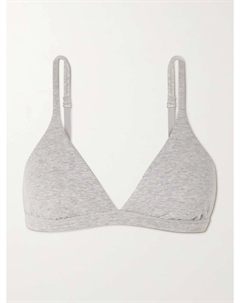 Бюстгальтер-Бралетт из хлопкового трикотажа с треугольными чашечками - светло-серый меланж, серый Skims