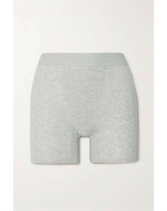 Боксеры-Шорты из хлопчатобумажной ткани в рубчик, светло-серый меланж, серый Skims