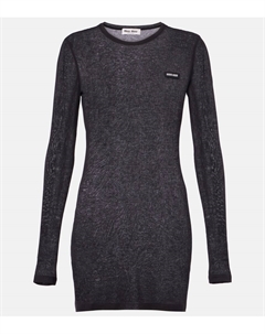 Хлопковое мини-платье с логотипом, Black Miu miu