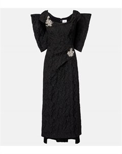 Вышитое платье из жаккарда клоке, Black Erdem