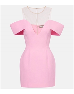 Мини-платье из крепа из верджинской шерсти, Pink David koma
