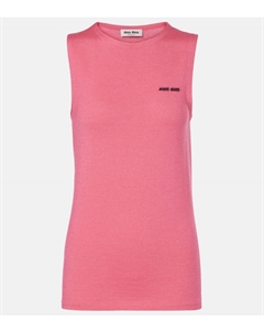 Топ из кашемира и шелка с логотипом, Pink Miu miu
