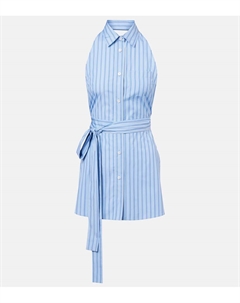 Полосатое мини-платье-халтер из хлопка, Pervinca Prada