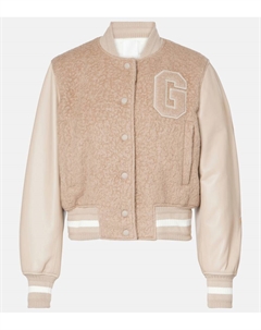 Куртка в стиле вайнер с отделкой из кожи и смесовой альпаки, Pumice Beige Givenchy