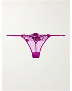 Трусики-Стринги из тюля с аппликацией и вышивкой, отделанные атласом фиолетового цвета, фиолетовый Kiki de montparnasse