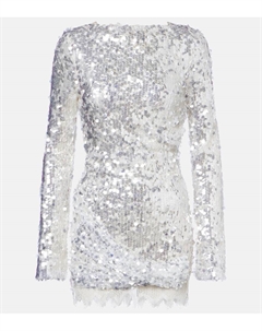 Опалиновое платье-мини с открытой спиной и пайетками, Silver Christopher esber