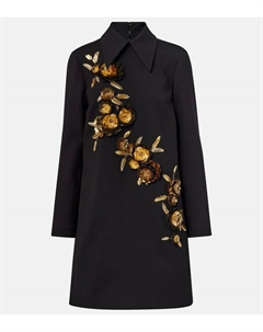 Платье-трапеция из шерстяной смеси с декоративными элементами, Black Multi Carolina herrera