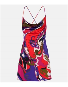 Мини-платье из сатинового джерси с орхидеями, Multicolor Pucci