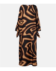 Шёлковый сатиновый кафтан Labirinto, Black Gold Pucci