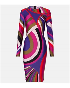 Мини-платье из джерси с принтом, Multicolor Pucci