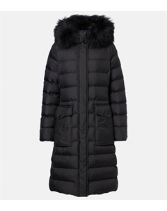 Куртка утепленная пуховая с капюшоном и отделкой из овчины, Black Moncler