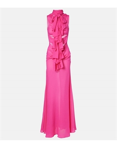 Платье с вырезом и рюшами из джерси, Rose Fluo Alaia