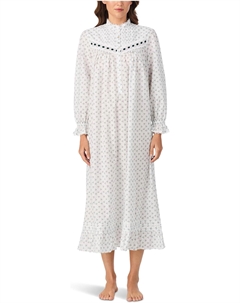 Женская хлопковая батистовая ночная рубашка с высоким воротом, 50 дюймов, White Ground Mistletoe Eileen west
