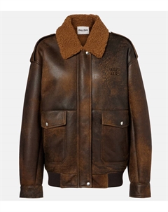 Кожаная куртка-блузон с отделкой из овчины, Moro Miu miu