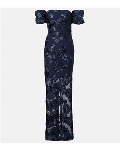 Платье из сетки с цветочной аппликацией, Sky Captain Rotate