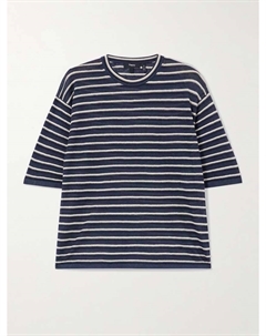 Полосатая футболка из льняной ткани, синий Theory