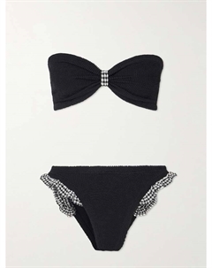 Бикини-Бандо из джинсовой ткани с оборками и отделкой в клетку виши, черный Hunza g
