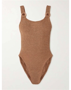 Купальник из сирсакера с металлическим декором «Домино», коричневый Hunza g