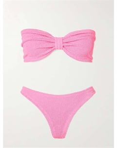 Бикини-Бандо Тины с закрученным лифом из сирсакера, розовый Hunza g