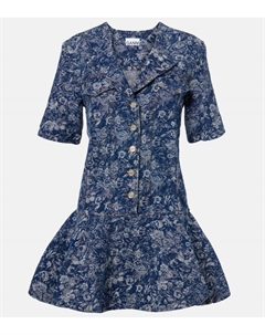 Пеплум мини-платье в стиле гобелен, Mid Blue Stone Ganni