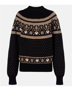 Свитер Guy Fair Isle из кашемира, Black/Camel Multi Khaite