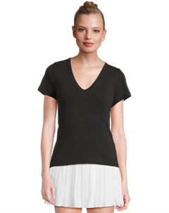 Женская кофта с коротким рукавом и V-образным вырезом, Black Lilla p