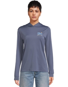 Женская солнечная рубашка с капюшоном и небольшим укусом, Indigo Salty crew