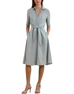 Женское льняное платье-рубашка с завязками спереди, Aqua Pearl Lauren ralph lauren