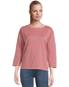 Женская кофта Heritage Mariner с вырезом-лодочкой и рукавами 3/4 в полоску, Mineral Red/Flag Blue L.l.bean®