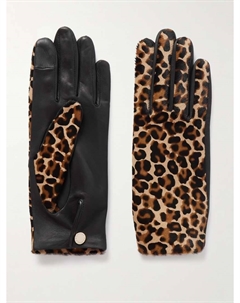Перчатки Susan из кожи и телячьей шерсти с леопардовым принтом, мультиколор Agnelle