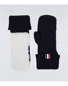 Вязаные варежки с отделкой из овчины Thom browne