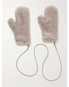 Варежки из шерсти альпаки с кожаной отделкой, бежевый Max mara