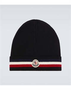 Шапка из натуральной шерсти Logo, Black Moncler