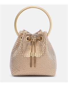 Бон Бон маленькая сумка-ведро из сатина с декором, Light Gold Mix/Light Gold Jimmy choo