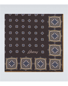 Шелковый кашемировый платок с принтом, Coffee/Ochre Brioni