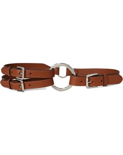 Женский гладкий кожаный ремень с тремя полосками, Lauren Tan/Palladium Lauren ralph lauren