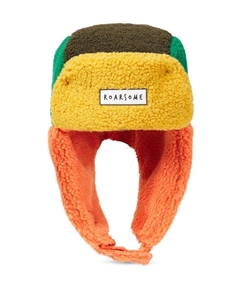 Флисовая шапка с логотипом в технике колорблок, Green Roarsome