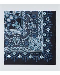 Шелковый кашемировый платок с принтом, Multicolour On Blue Base Etro