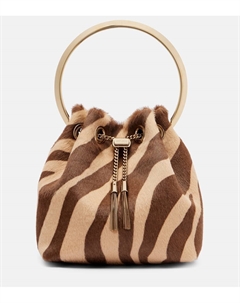 Сумка-ведро Bon Bon из меха теленка, Natural/Light Gold Jimmy choo