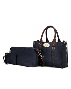 Элисса 3-предметный набор: сумка-портфель с клатчем и кошельком для мелочи, темно-синий Mkf