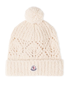 Шапка из шерсти с логотипом, White Moncler enfant