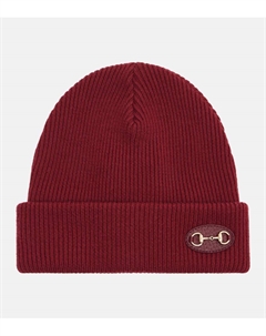 Вязаная шерстяная шапка с узлом Horsebit, Bordeaux Gucci