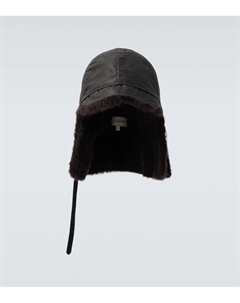 Шапка из реверсивного хлопкового полотна с покрытием и овчиной, Onyx Lemaire